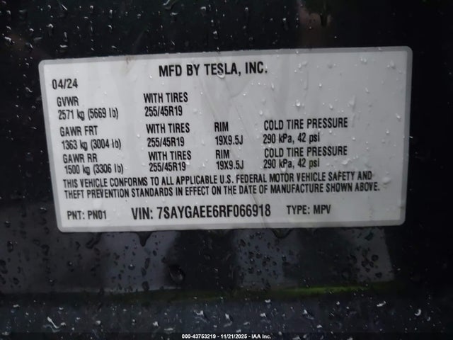 2024 TESLA MODEL Y 7SAYGAEE6RF066918 Photo 8