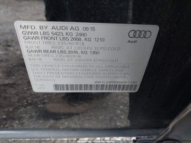 WA1L2AFP0GA061140 Audi Q5 2.0t Premium