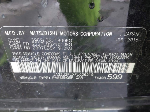 2015 MITSUBISHI LANCER JA32U2FUXFU026219 Photo 8