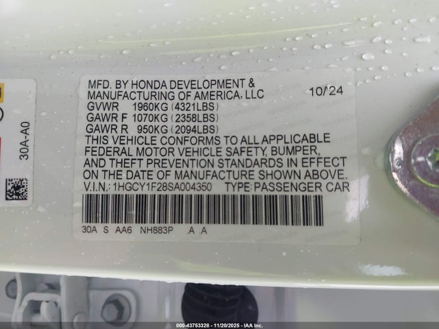 Honda ACCORD LX 2025 1HGCY1F28SA004350 Image 9
