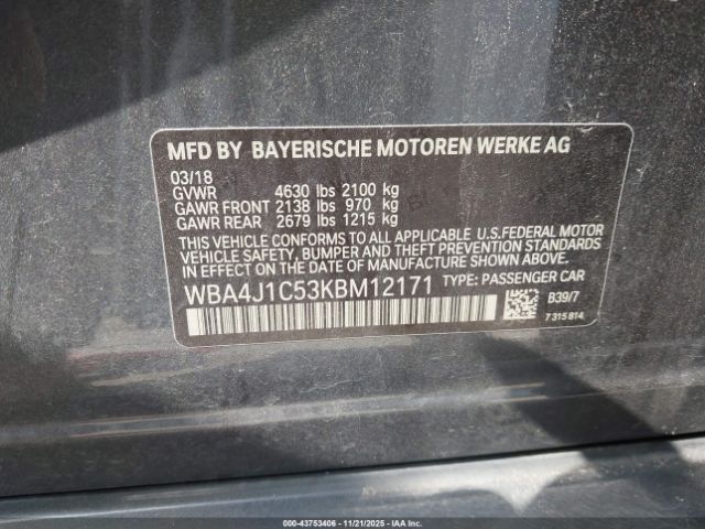 2019 BMW 430I GRAN COUPE WBA4J1C53KBM12171 Photo 8