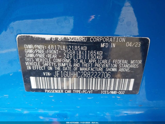 JF1GUHHC2R8222706 Subaru na