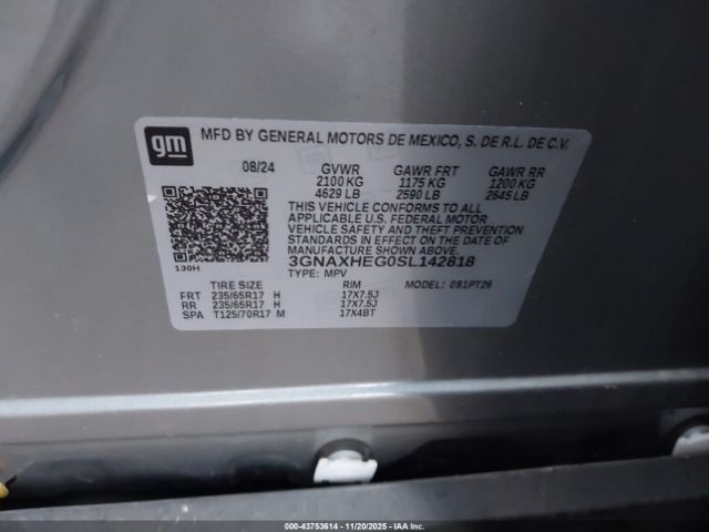 2025 CHEVROLET EQUINOX 3GNAXHEG0SL142818 Photo 8