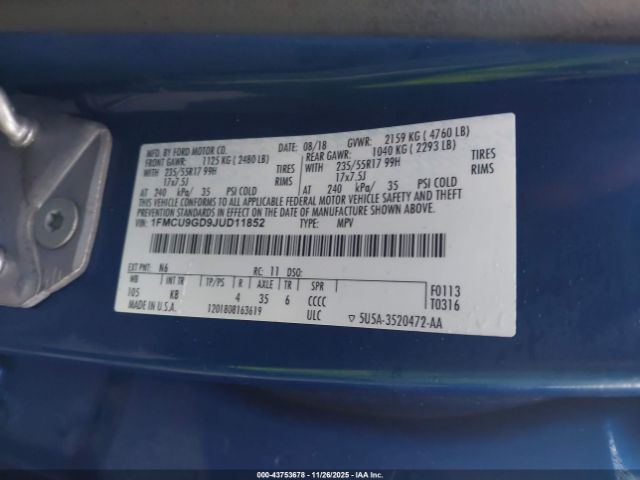 2018 FORD ESCAPE 1FMCU9GD9JUD11852 Photo 8