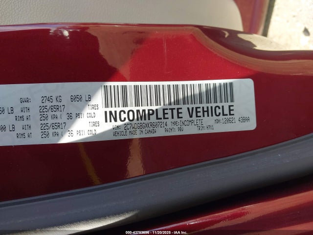 Aukcja sprzedaży 2019 Dodge Grand Caravan Se, vin: 2C7WDGBGXKR607214, numer aukcji: 43753696