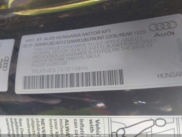 2010 AUDI TT TRUFFAFK7A1015846 Photo 8
