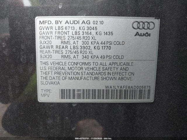 2010 AUDI Q7 WA1LYAFE8AD005675 Photo 8