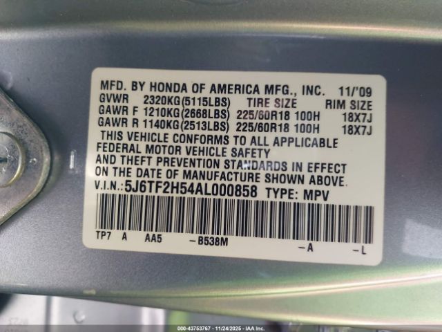 2010 HONDA ACCORD CROSSTOUR 5J6TF2H54AL000858 Photo 8