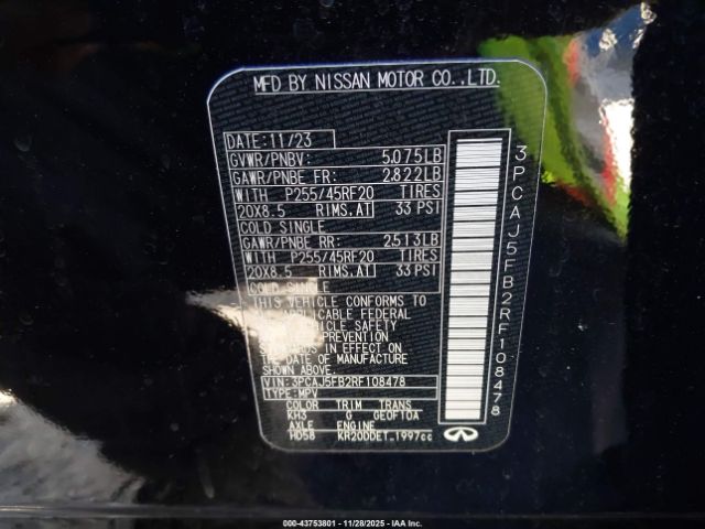 2024 INFINITI QX50 3PCAJ5FB2RF108478 Photo 8