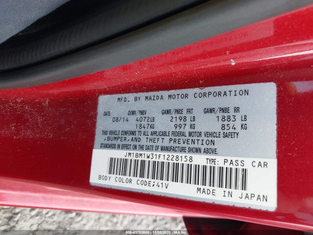 JM1BM1W31F1228158 Mazda Mazda3 S Grand Touring