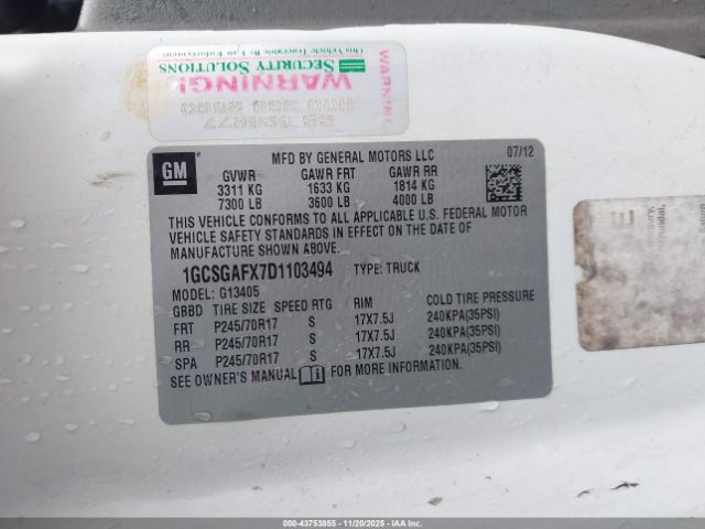 2013 CHEVROLET EXPRESS 1500 1GCSGAFX7D1103494 Photo 8