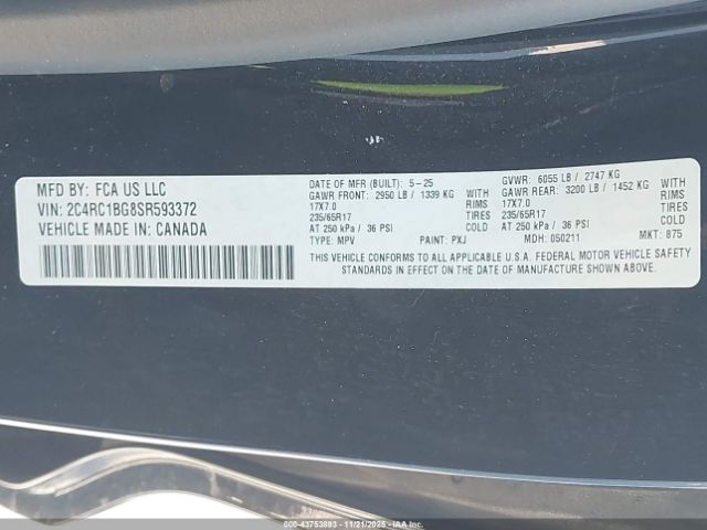 2025 CHRYSLER PACIFICA 2C4RC1BG8SR593372 Photo 8