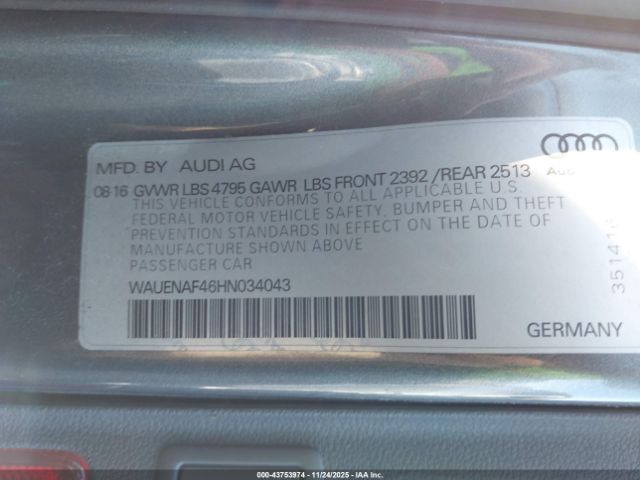 2017 AUDI A4 WAUENAF46HN034043 Photo 8