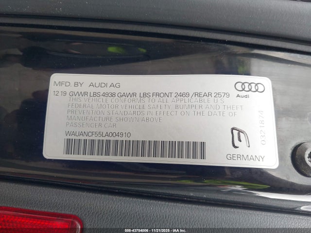 2020 AUDI A5 SPORTBACK WAUANCF55LA004910 Photo 8