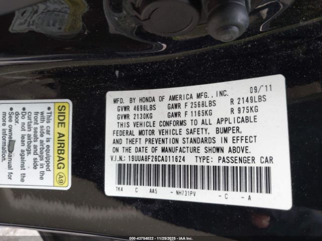 2012 ACURA TL 19UUA8F26CA011624 Photo 8