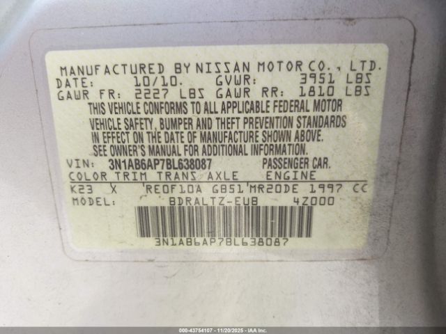 2011 NISSAN SENTRA 3N1AB6AP7BL638087 Photo 8
