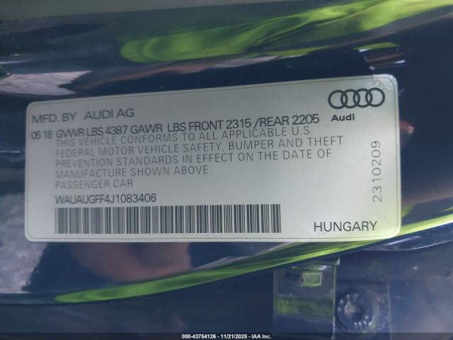 2018 AUDI A3 WAUAUGFF4J1083406 Photo 8