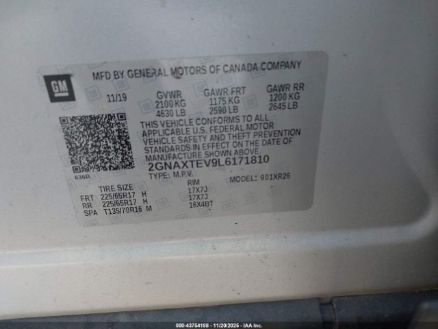 2020 CHEVROLET EQUINOX 2GNAXTEV9L6171810 Photo 8