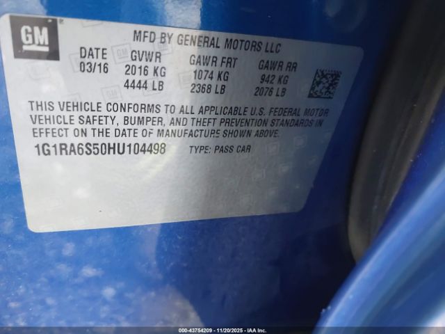2017 CHEVROLET VOLT 1G1RA6S50HU104498 Photo 8