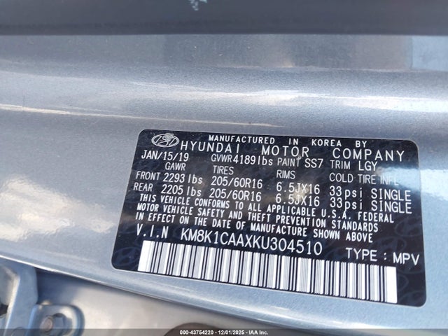 2019 HYUNDAI KONA KM8K1CAAXKU304510 Photo 8