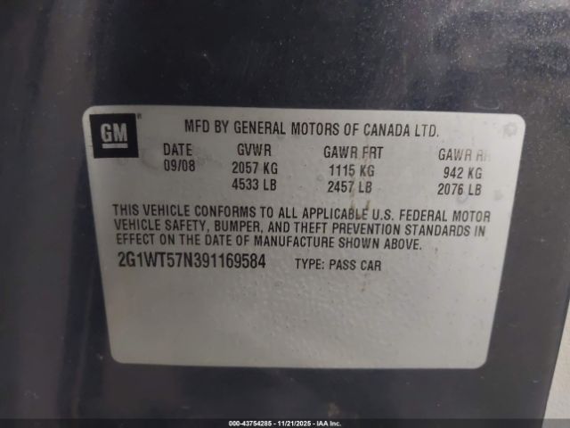 2009 CHEVROLET IMPALA 2G1WT57N391169584 Photo 8