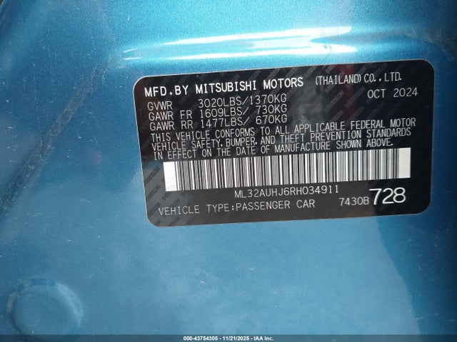 2024 MITSUBISHI MIRAGE ML32AUHJ6RH034911 Photo 8