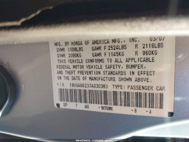 2007 ACURA TL 19UUA66237A030383 Photo 8