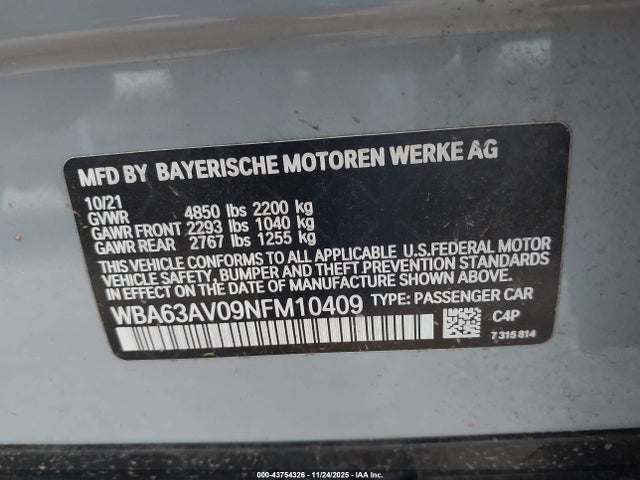 2022 BMW 430I GRAN COUPE WBA63AV09NFM10409 Photo 8