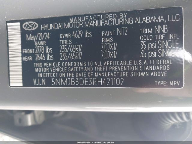 2024 HYUNDAI TUCSON 5NMJB3DE3RH421102 Photo 8