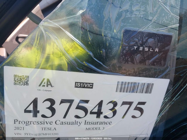 2021 TESLA MODEL 3 5YJ3E1EB7MF015293 Photo 10