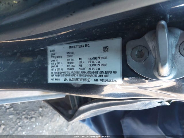 2021 TESLA MODEL 3 5YJ3E1EB7MF015293 Photo 8
