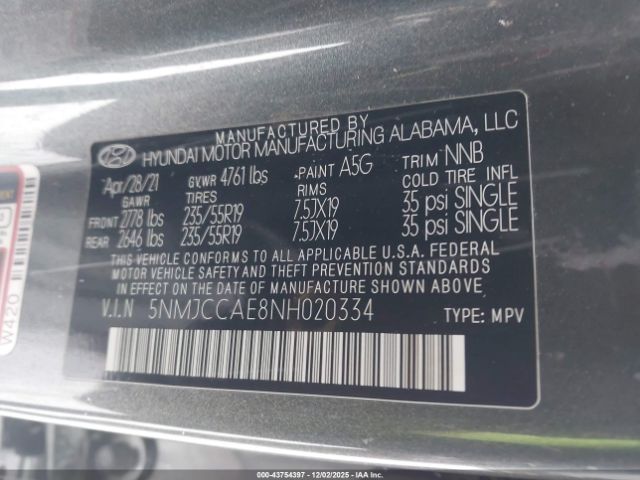 2022 HYUNDAI TUCSON 5NMJCCAE8NH020334 Photo 8