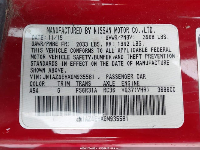 2016 NISSAN 370Z JN1AZ4EHXGM935581 Photo 8