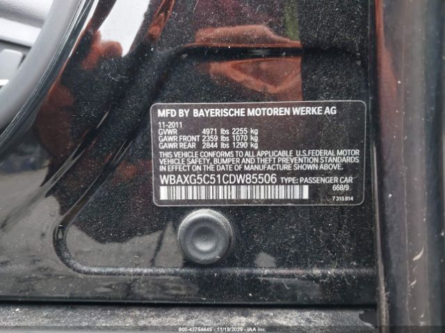 2012 BMW 528I WBAXG5C51CDW85506 Photo 8