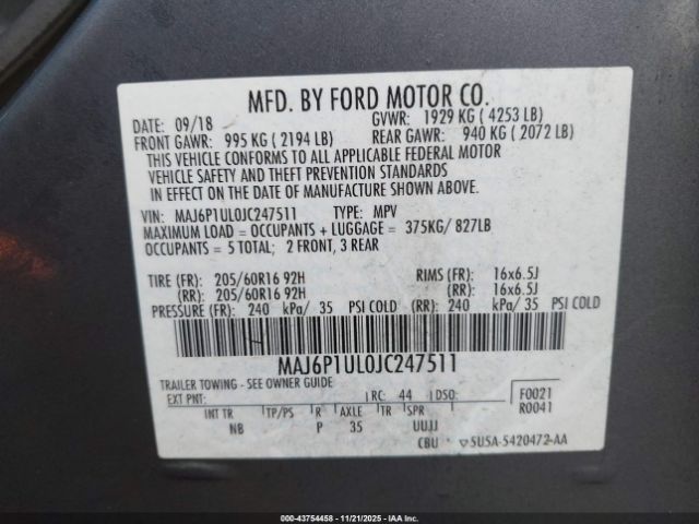 2018 FORD ECOSPORT MAJ6P1UL0JC247511 Photo 8