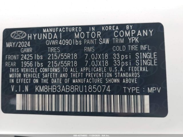 2024 HYUNDAI KONA KM8HB3AB8RU185074 Photo 8