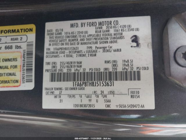 2018 FORD MUSTANG 1FA6P8TH8J5153631 Photo 8