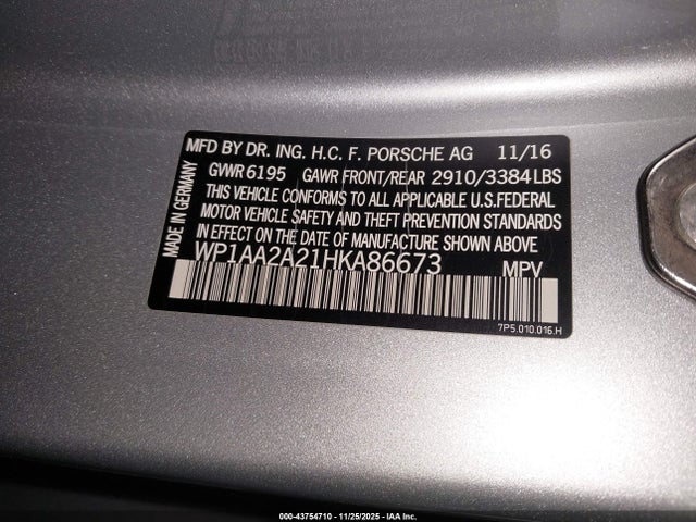 2017 PORSCHE CAYENNE WP1AA2A21HKA86673 Photo 8