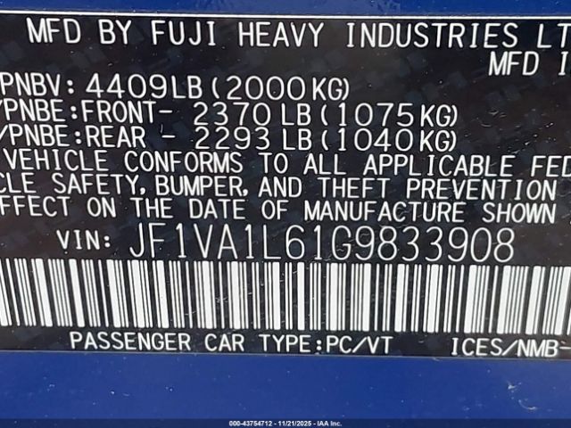 2016 SUBARU WRX JF1VA1L61G9833908 Photo 8