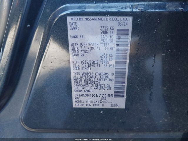 2014 NISSAN PATHFINDER 5N1AR2MN1EC677166 Photo 8