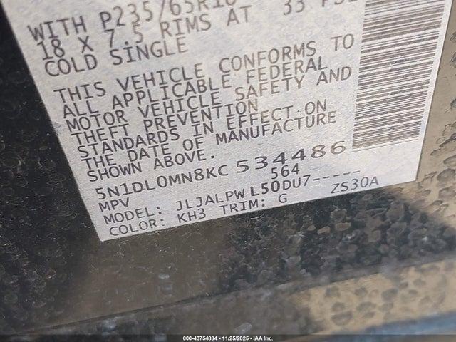 5N1DL0MN8KC534486 Infiniti QX60