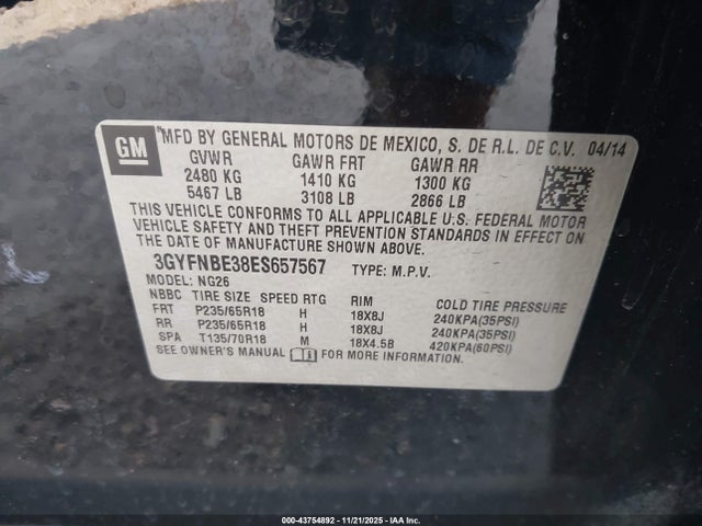 2014 CADILLAC SRX 3GYFNBE38ES657567 Photo 8