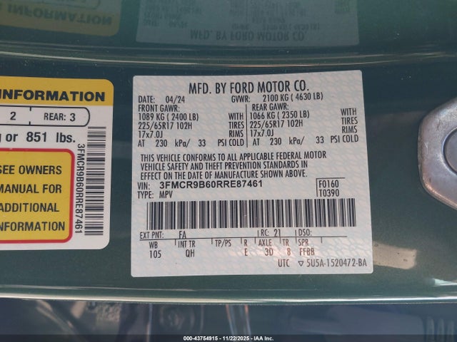 Ford Bronco Sport Big Bend 2024 3FMCR9B60RRE87461 Image 9