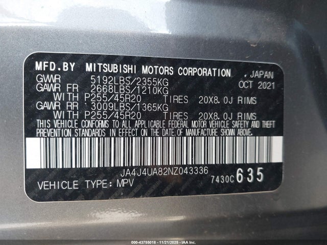 2022 MITSUBISHI OUTLANDER JA4J4UA82NZ043336 Photo 8