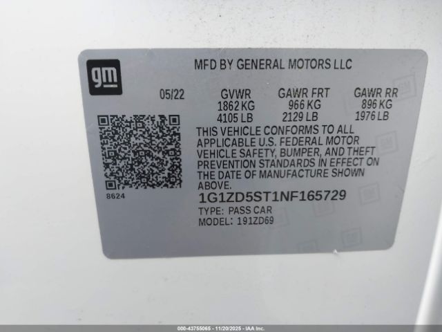 2022 CHEVROLET MALIBU 1G1ZD5ST1NF165729 Photo 8