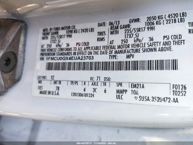 Ford Escape 2014 1FMCU0GX4EUA23703 Image 9