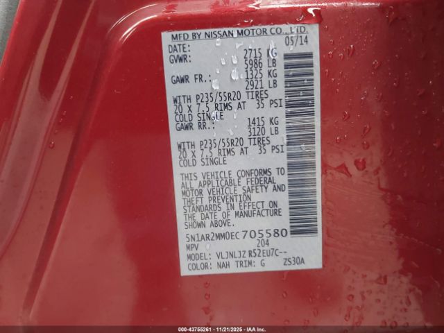 2014 NISSAN PATHFINDER 5N1AR2MM0EC705580 Photo 8