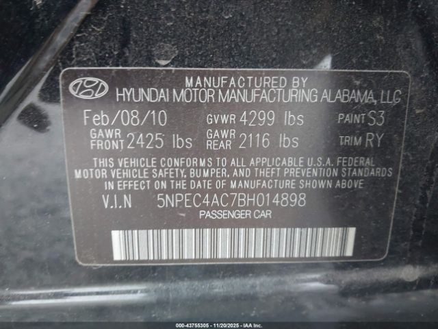 2011 HYUNDAI SONATA 5NPEC4AC7BH014898 Photo 8