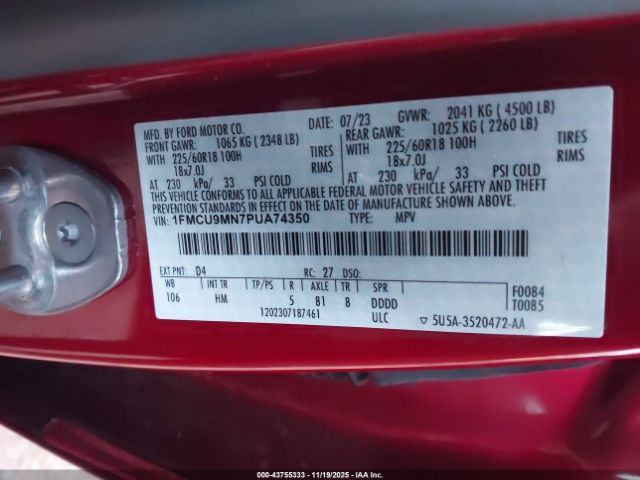 2023 FORD ESCAPE 1FMCU9MN7PUA74350 Photo 8