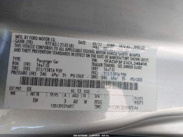 2013 FORD FOCUS 1FADP3F23DL348408 Photo 8